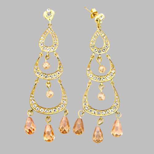 7X372 Gold 925 Sterling Silver Earrings with AAA