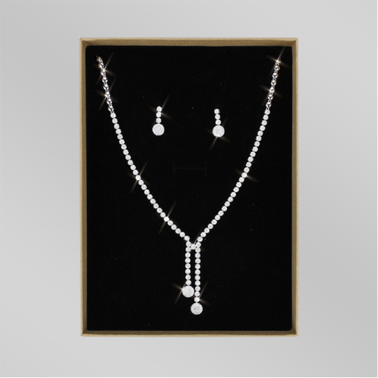 3W1428 - Rhodium Brass Jewelry Sets with AAA Grade CZ  in Clear