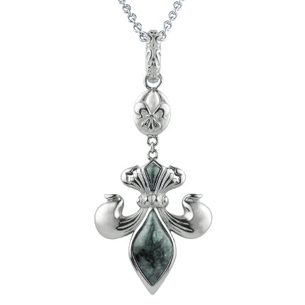 Fleur-de-Lis  - Green Marble Lily Necklace