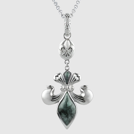 Fleur-de-Lis  - Green Marble Lily Necklace