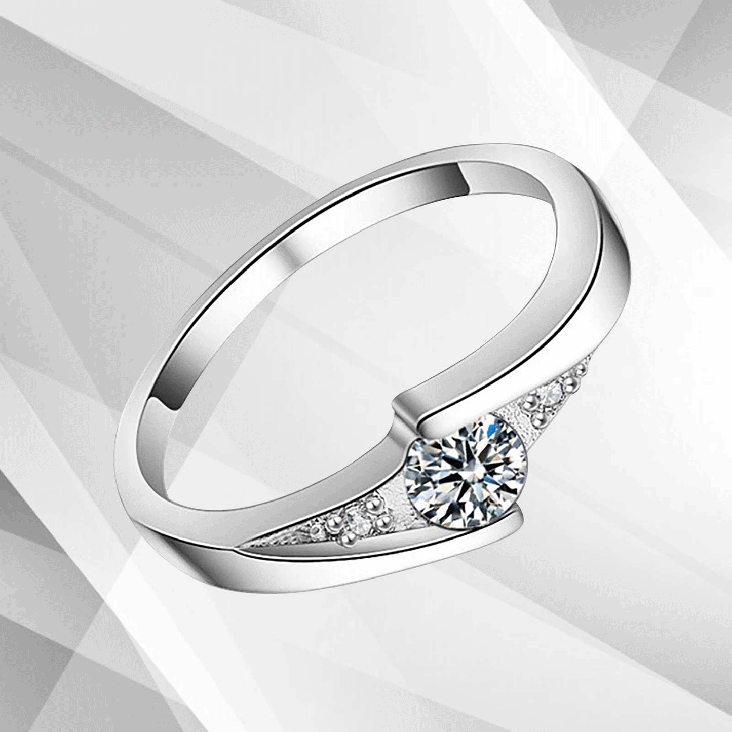 1.68Ct Round Cut C Z Diamond Bridal Engagement Promise Ring 18Ct White