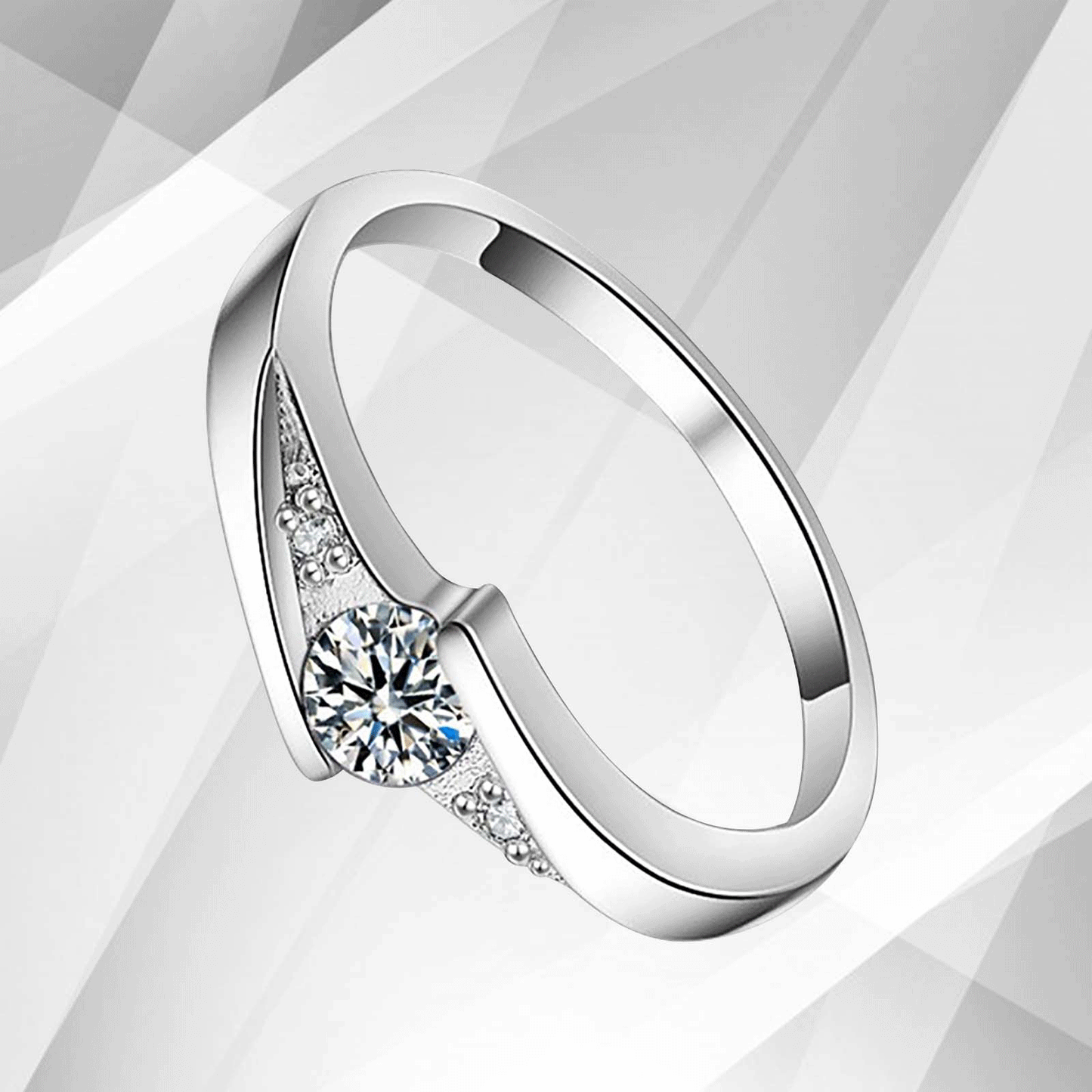 1.68Ct Round Cut C Z Diamond Bridal Engagement Promise Ring 18Ct White