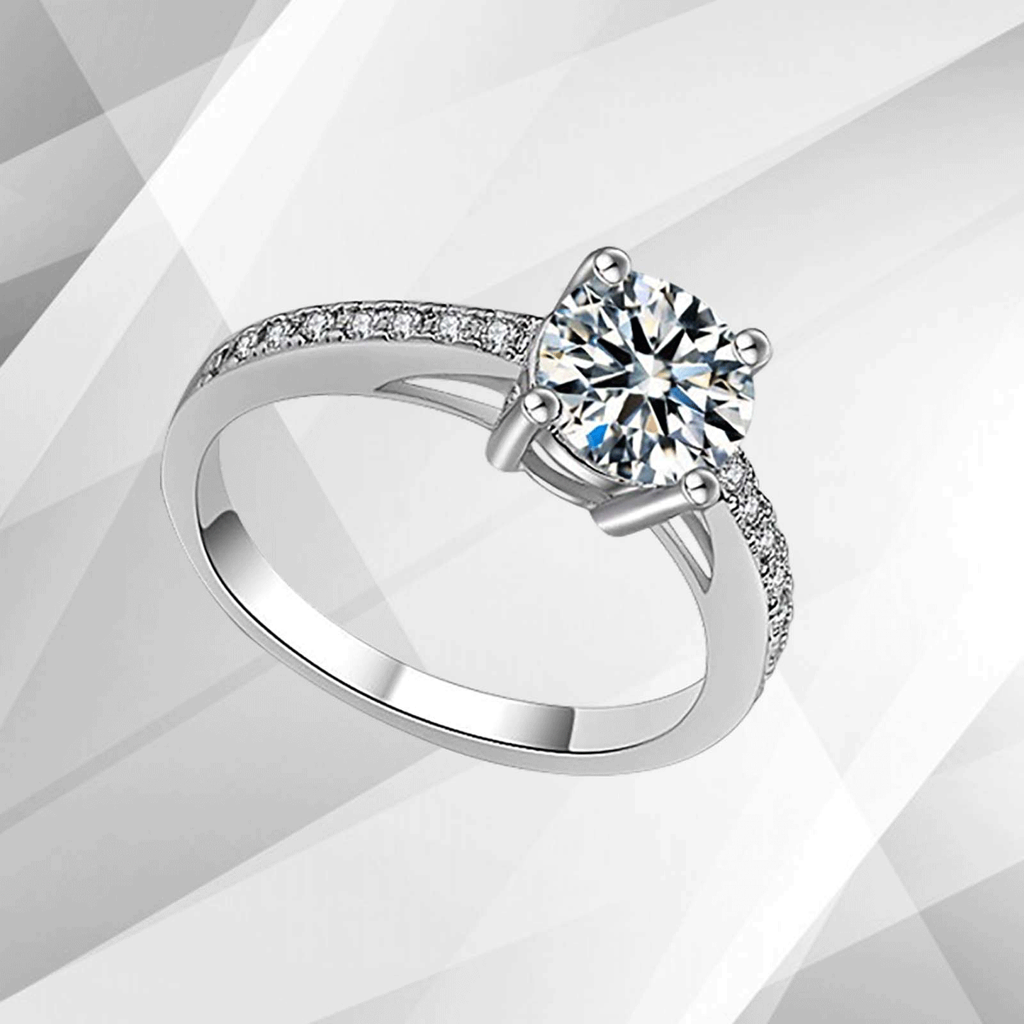 2.50Ct Round Cut CZ Diamond Solitaire Bridal Engagement Ring 9Ct White