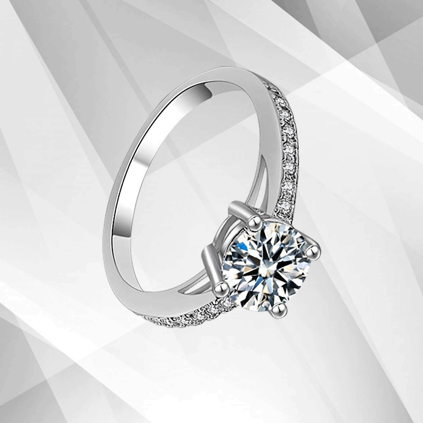 2.50Ct Round Cut CZ Diamond Solitaire Bridal Engagement Ring 9Ct White