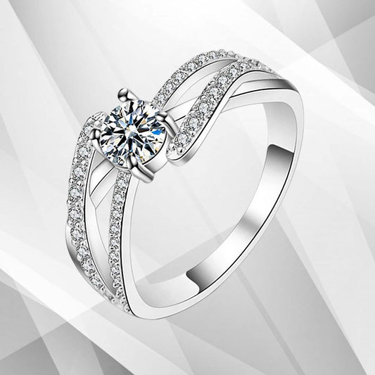 2.0Ct Round-Cut 41 Diamonds Solitaire Bridal Engagement Ring 18K White