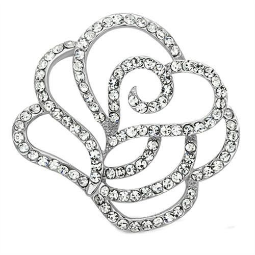 Women Imitation Rhodium White Metal Brooches with Top Grade Crystal in