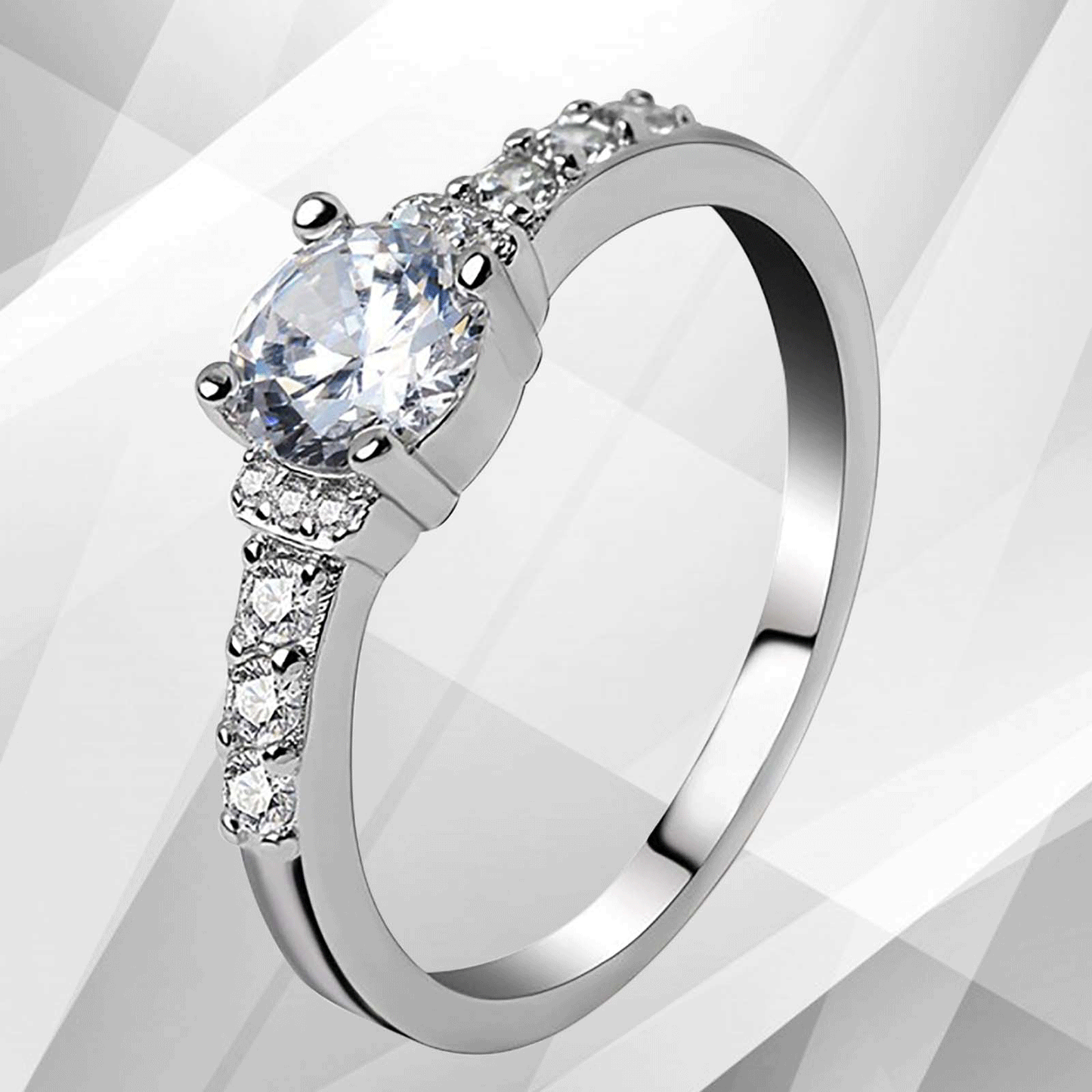 1.8Ct Round-Cut CZ Diamond Solitaire Bridal Engagement Ring 18Ct White