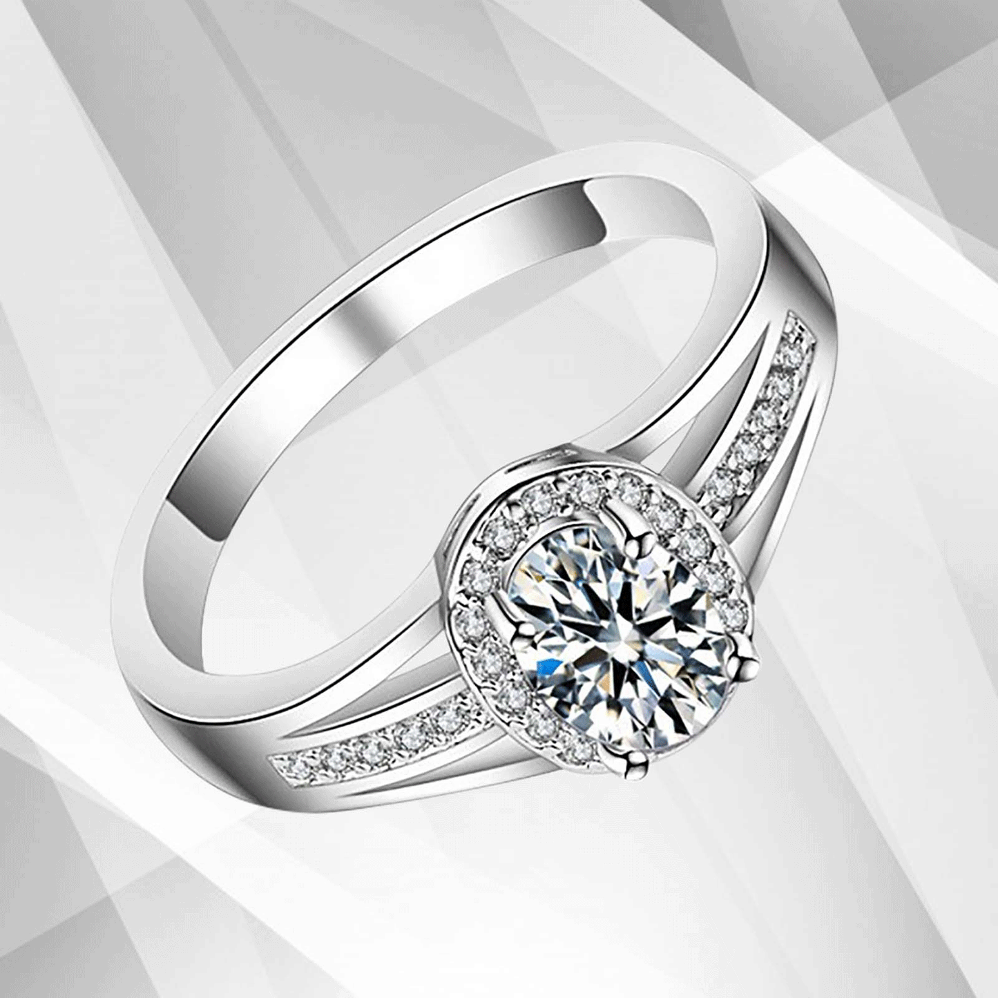 2.5Ct Oval-Cut Diamond Cushion Halo Bridal Engagement Ring 18K White