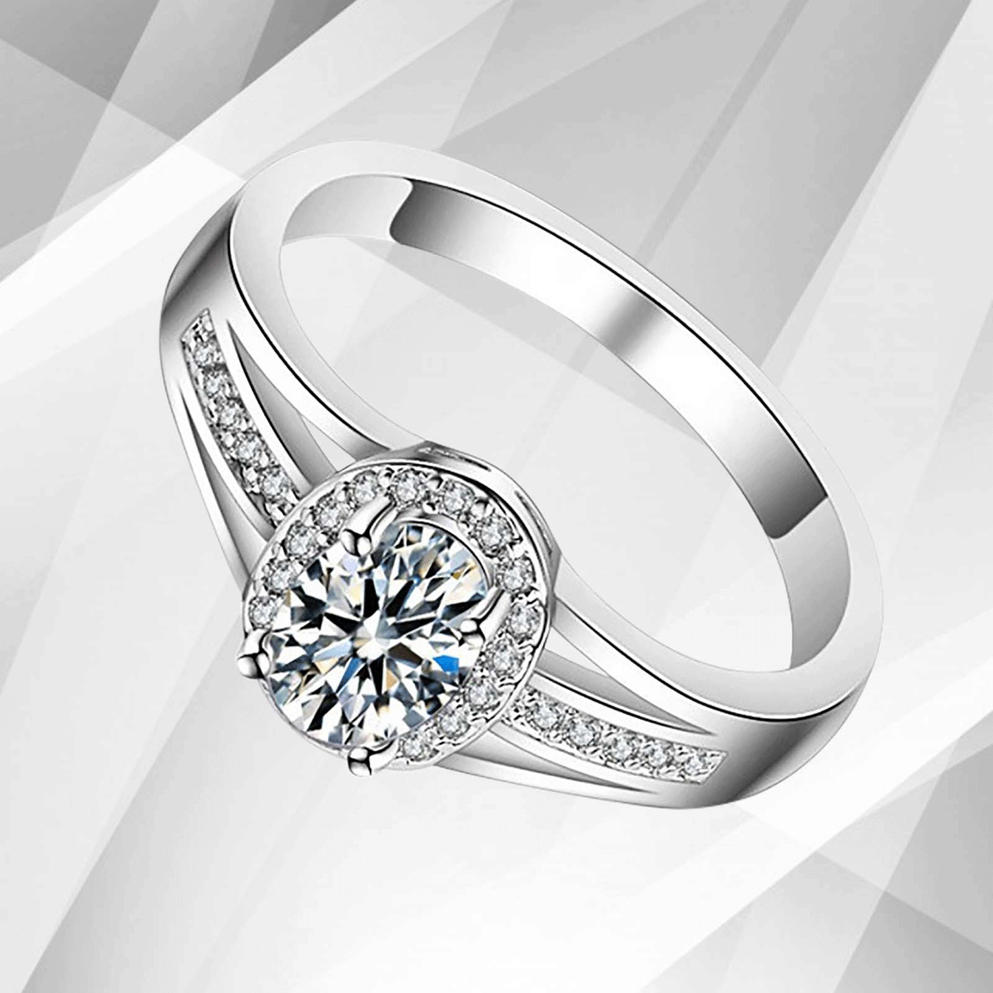 2.5Ct Oval-Cut Diamond Cushion Halo Bridal Engagement Ring 18K White