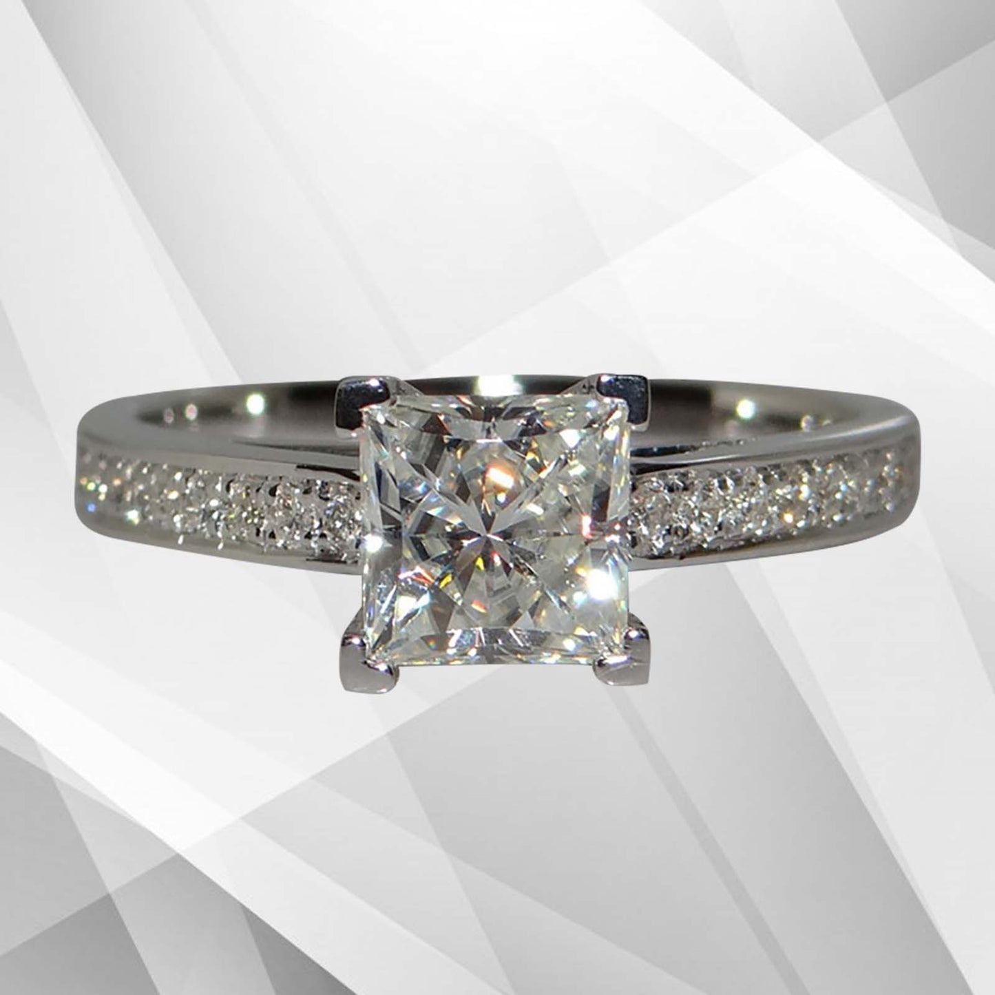 Princess-Cut Diamond Solitaire Bridal Engagement Ring 18Ct White 3.2Ct