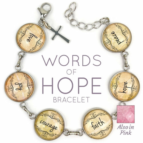 Love, Joy, Courage, Faith, Hope, Peace - Words of Hope Glass Charm