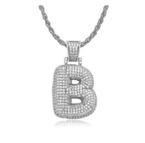 PIPE Rhodium Bubble Letter Necklace