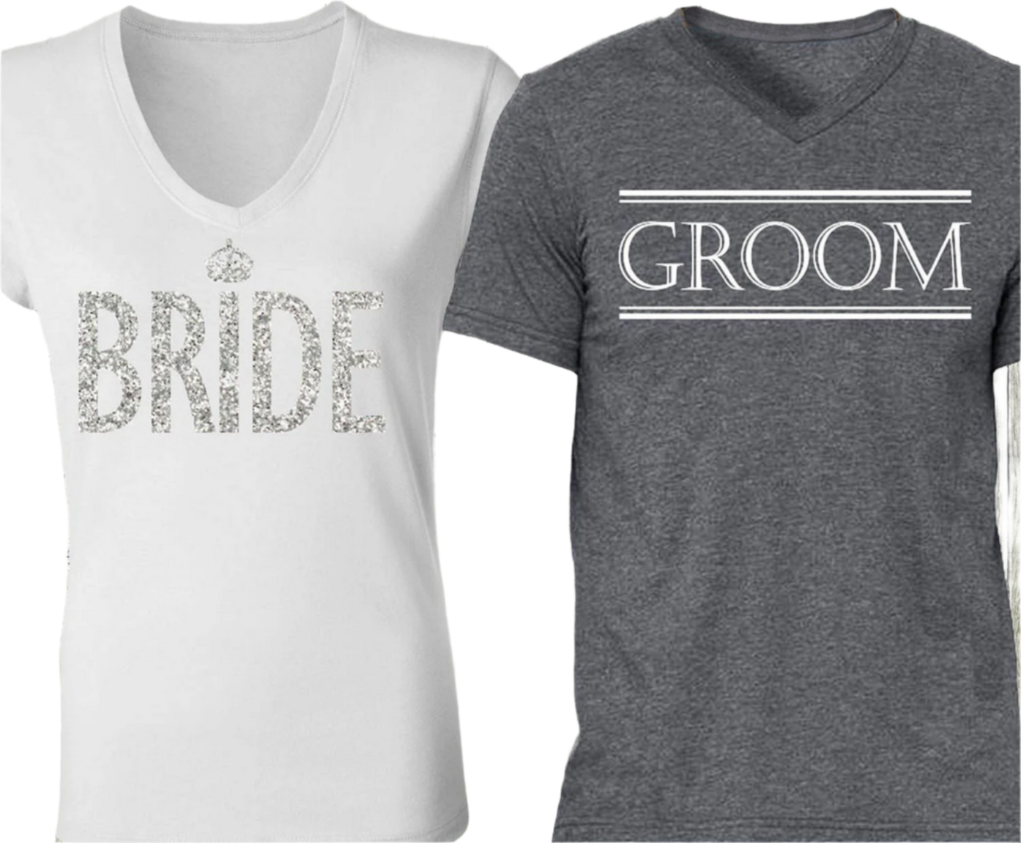 White Bride Shirt + Gray Groom Shirt SPECIAL DEAL