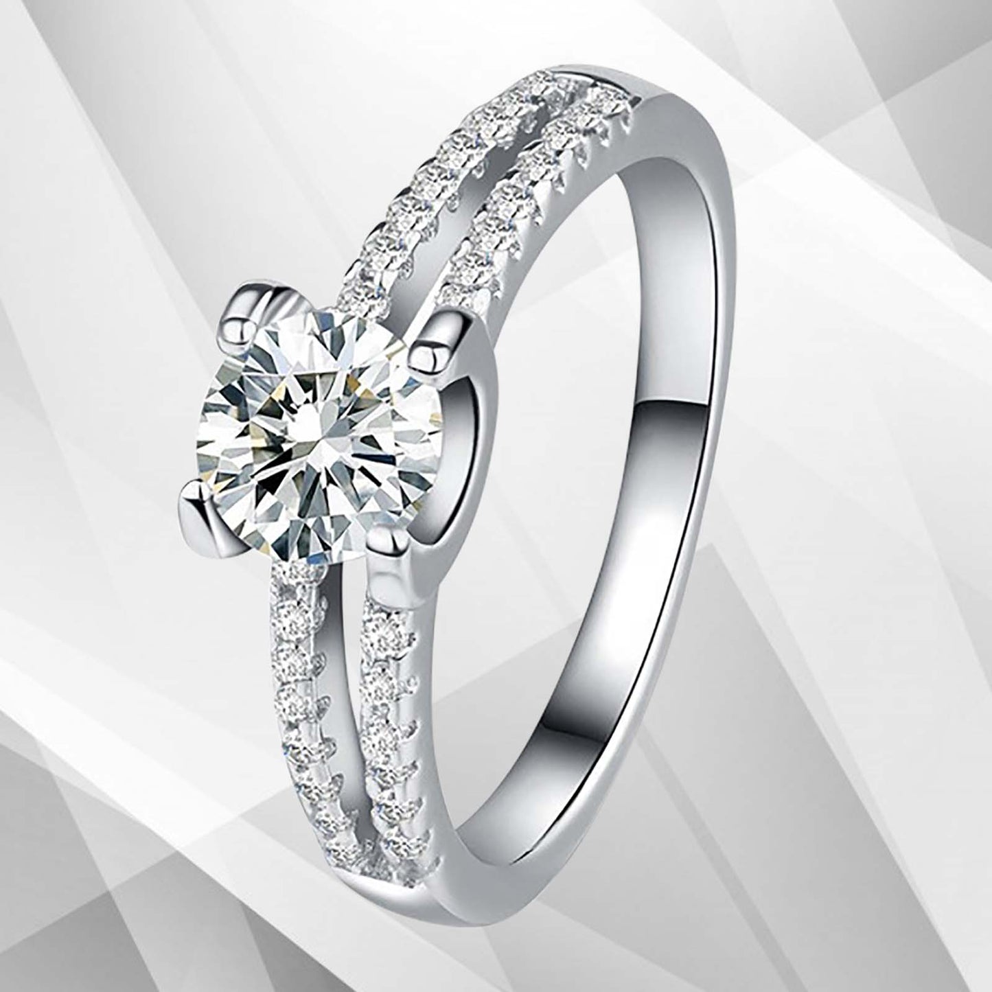 CZ Diamond Solitaire Bridal Engagement Ring 18Ct White 2.0Ct Round-Cut