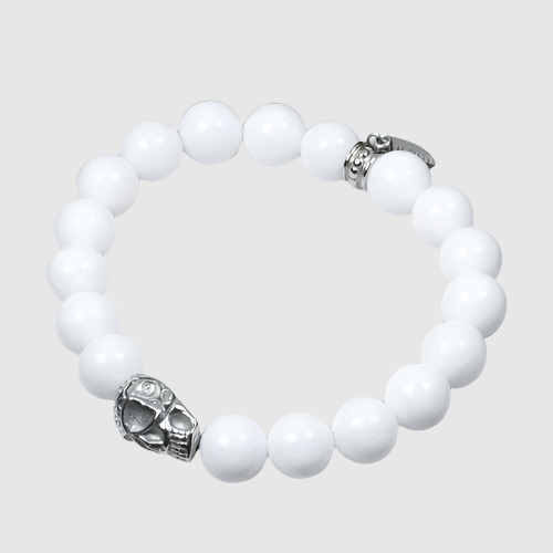 Skull and Stones( white ) Stretch Bracelet