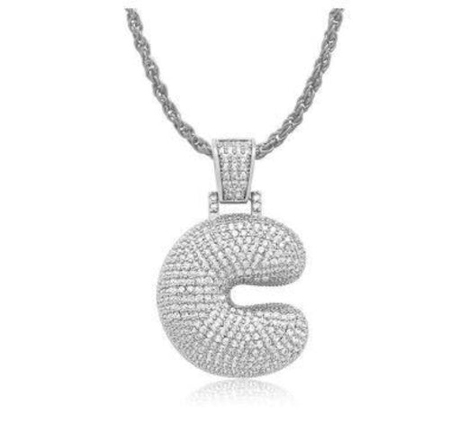 PIPE Rhodium Bubble Letter Necklace