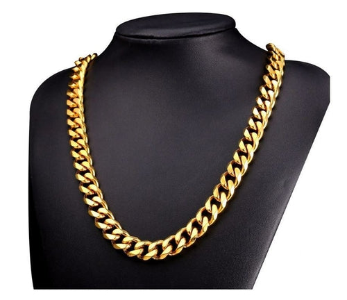 14K Yellow Gold on Solid Brass Cuban Classic Chain