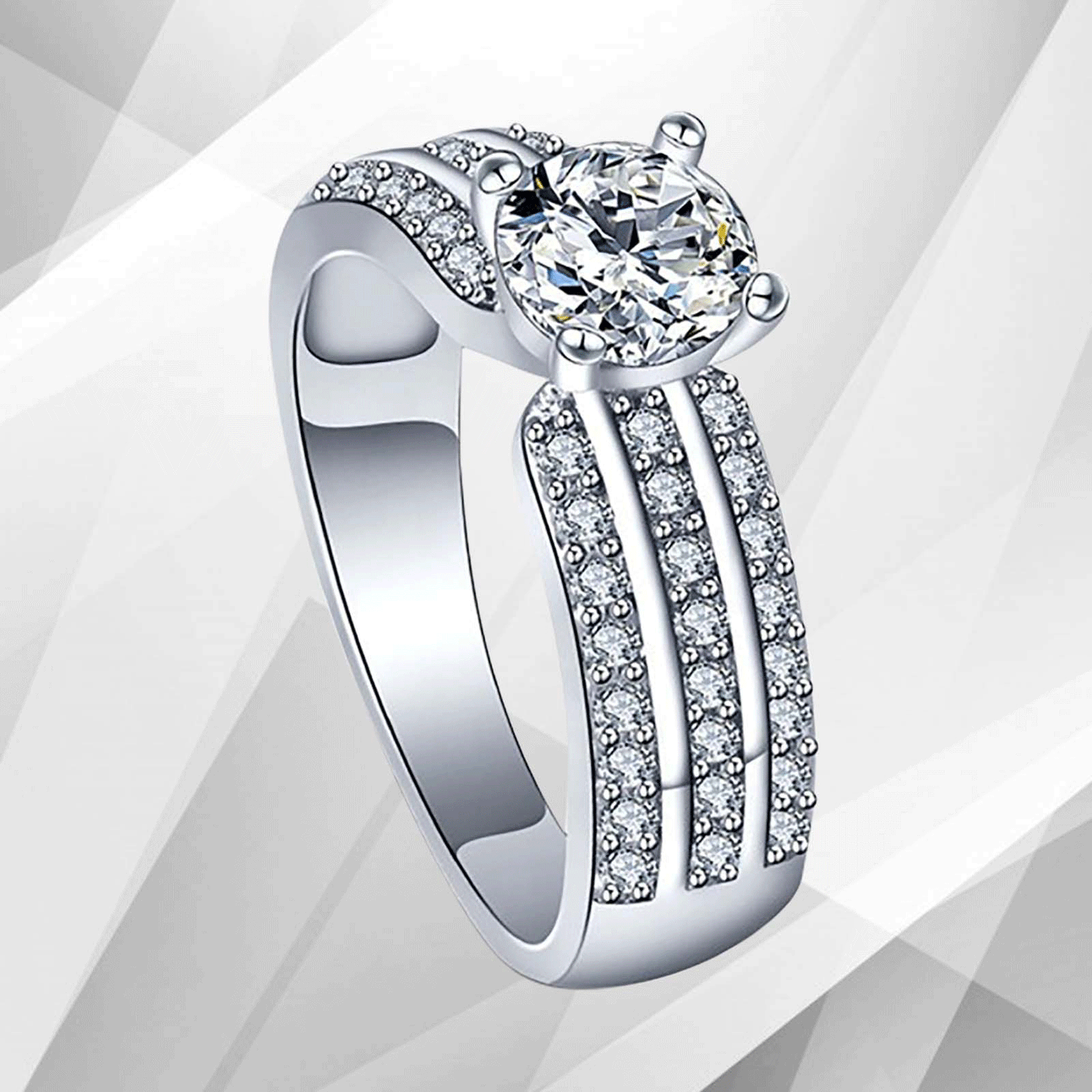 2.5Ct Round-Cut CZ Diamonds Solitaire Bridal Engagement Ring 18K White