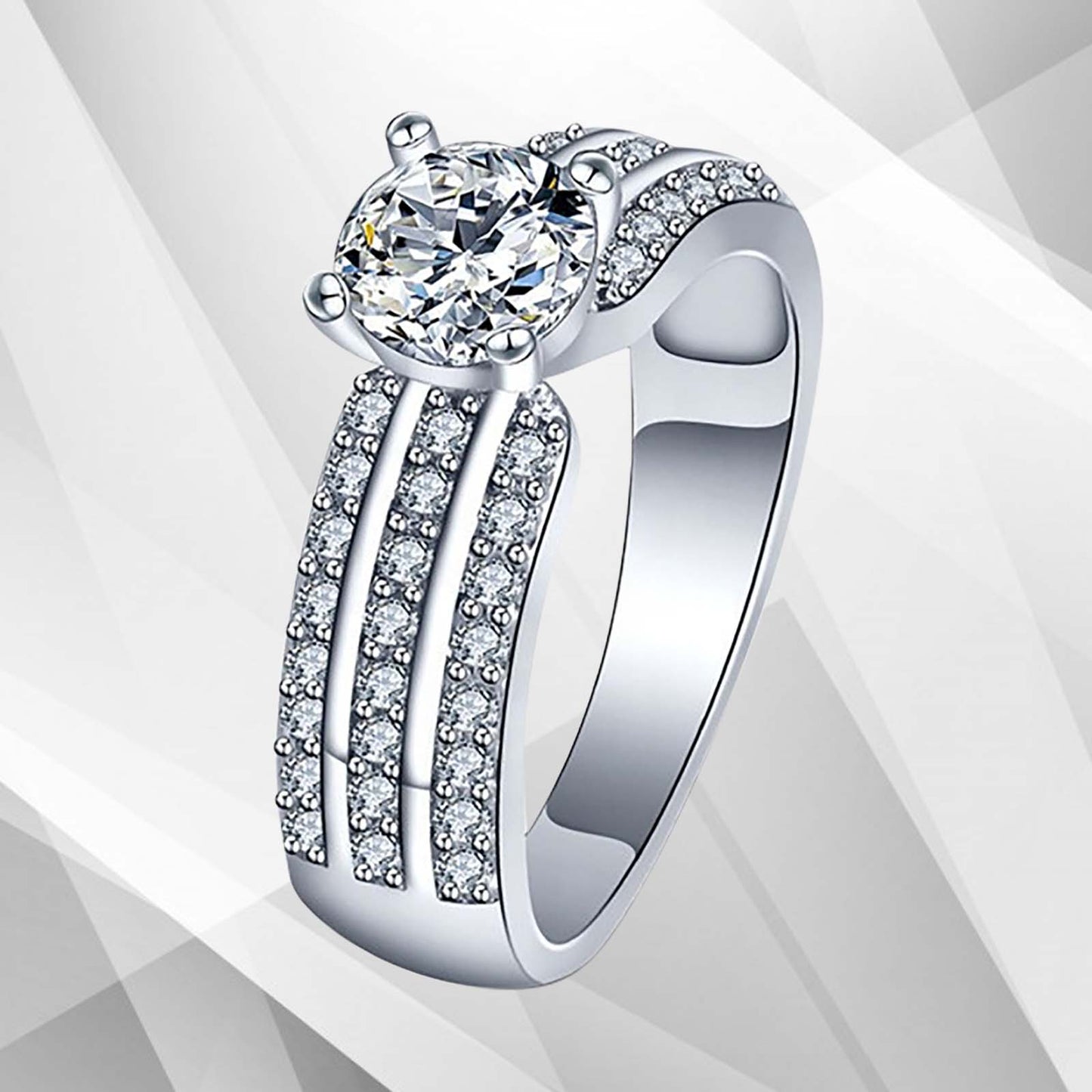 2.5Ct Round-Cut CZ Diamonds Solitaire Bridal Engagement Ring 18K White