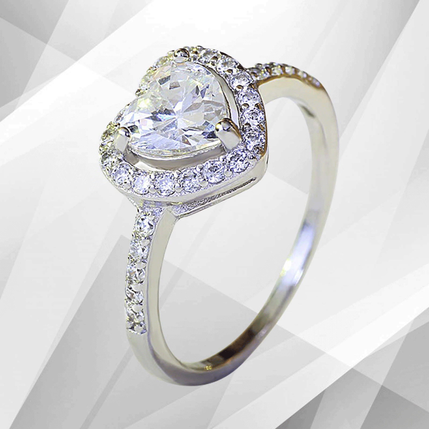 2.88Ct Heart-Cut CZ Diamonds Halo Bridal Engagement Ring 18Ct White