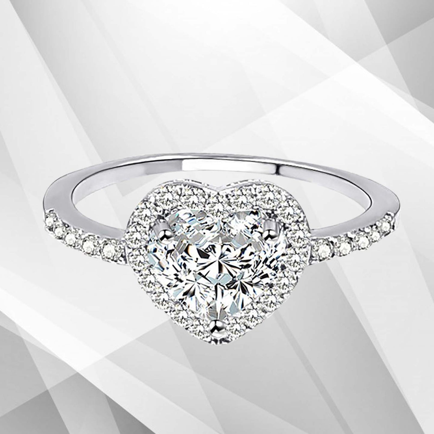 2.88Ct Heart-Cut CZ Diamonds Halo Bridal Engagement Ring 18Ct White