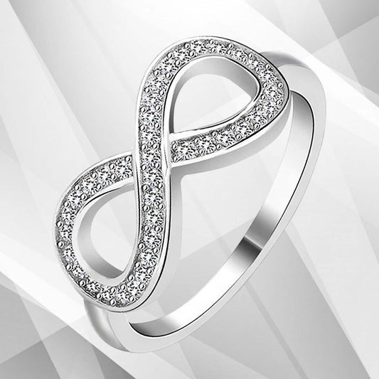 0.35Ct Round-Cut 30 Top CZ Diamonds Infinity Engagement Ring 18K White