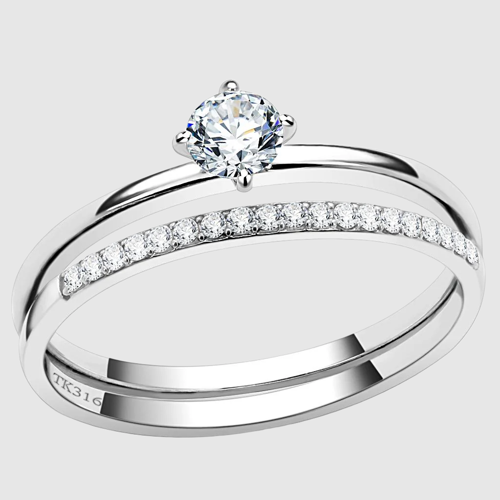 Women Stainless Steel Cubic Zirconia Rings DA026