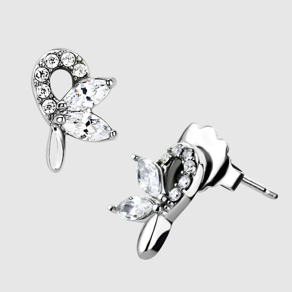 Women Stainless Steel Cubic Zirconia Earrings