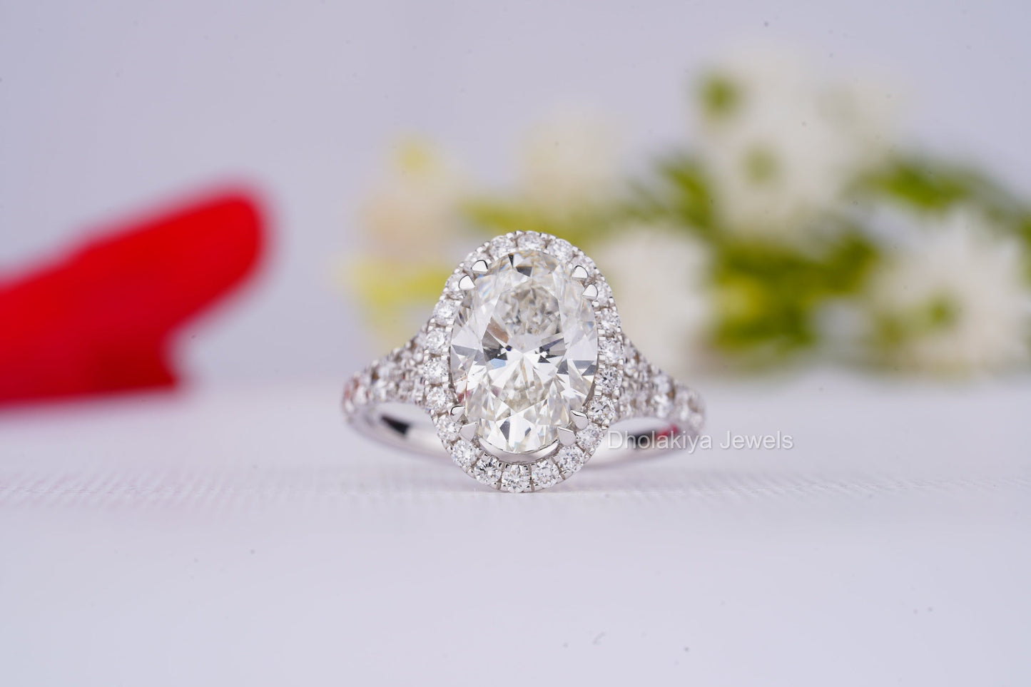 Oval Cut Halo Wedding Ring