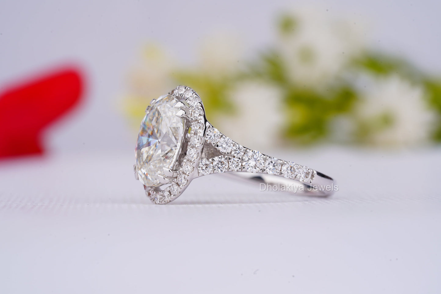 Oval Cut Halo Wedding Ring