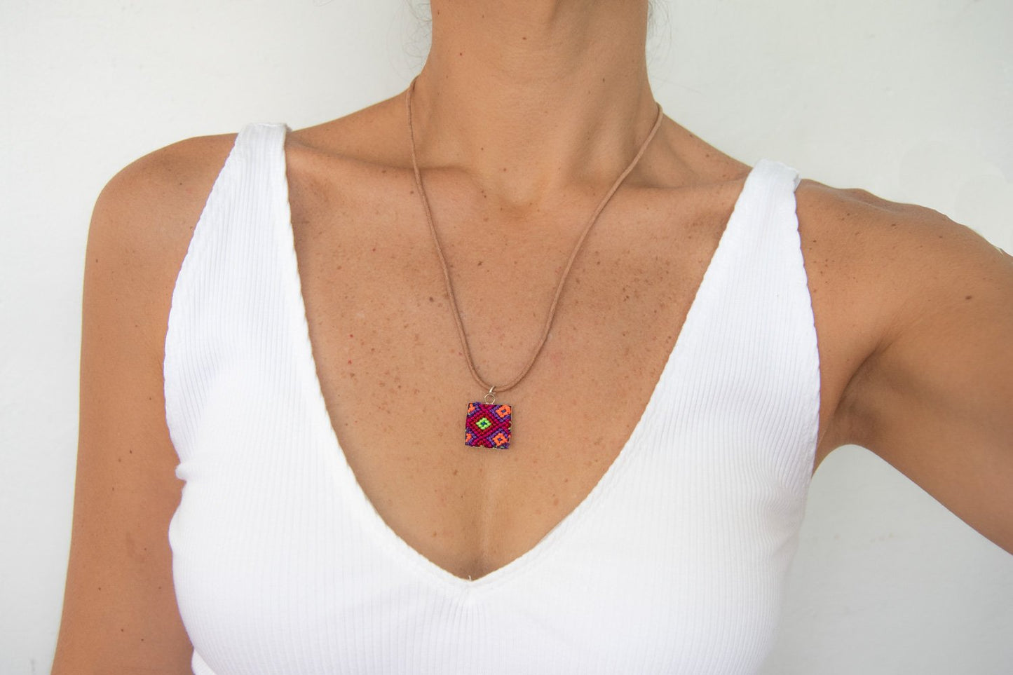 Mini Square Textile Necklace