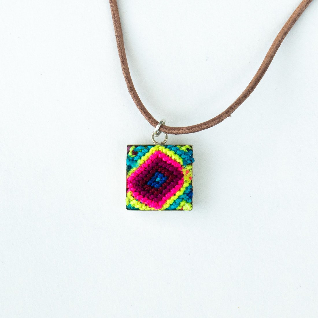 Mini Square Textile Necklace