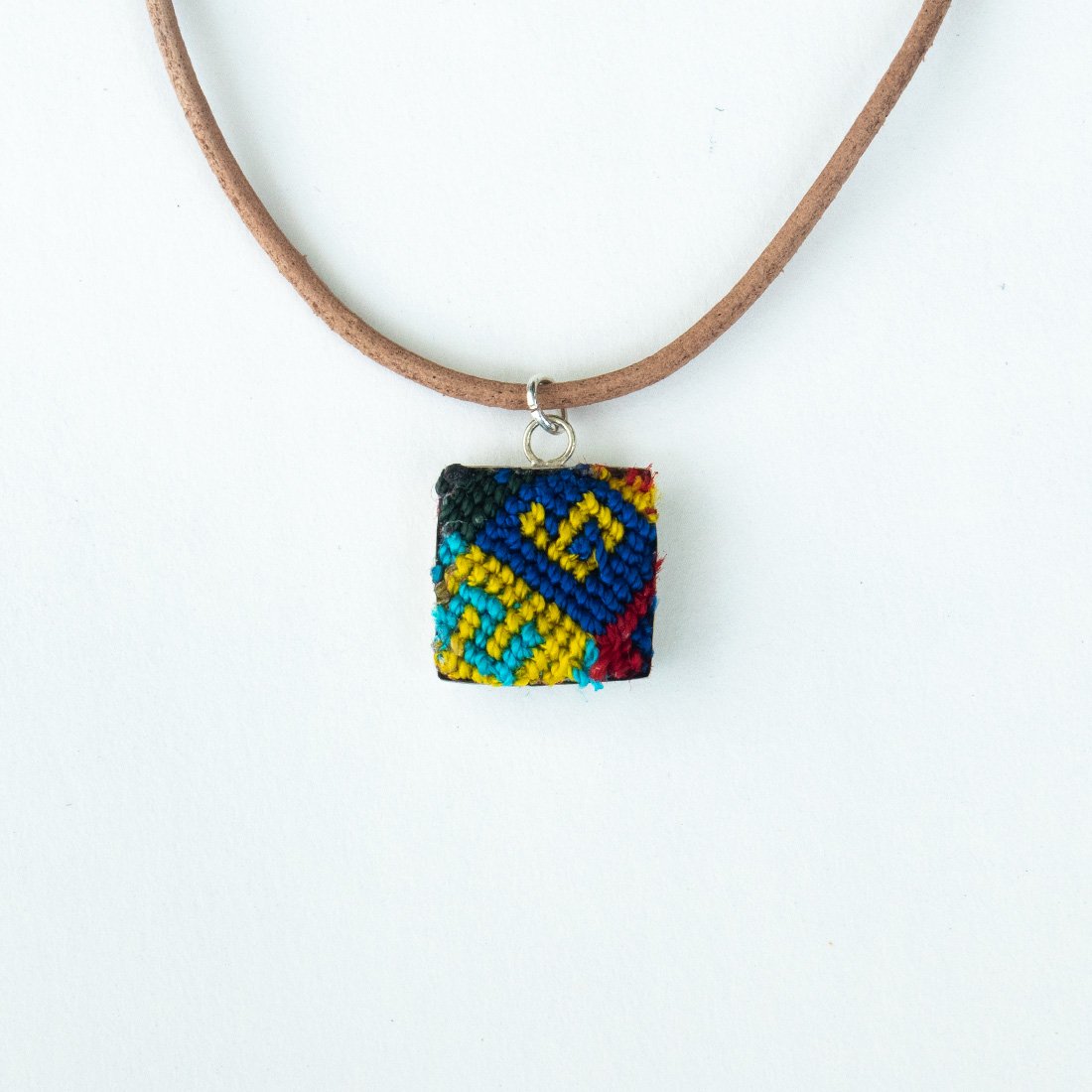 Mini Square Textile Necklace