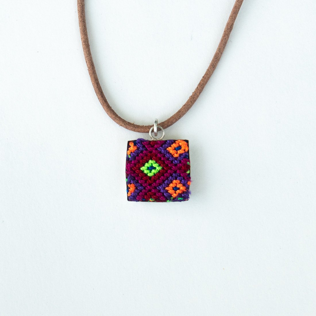 Mini Square Textile Necklace