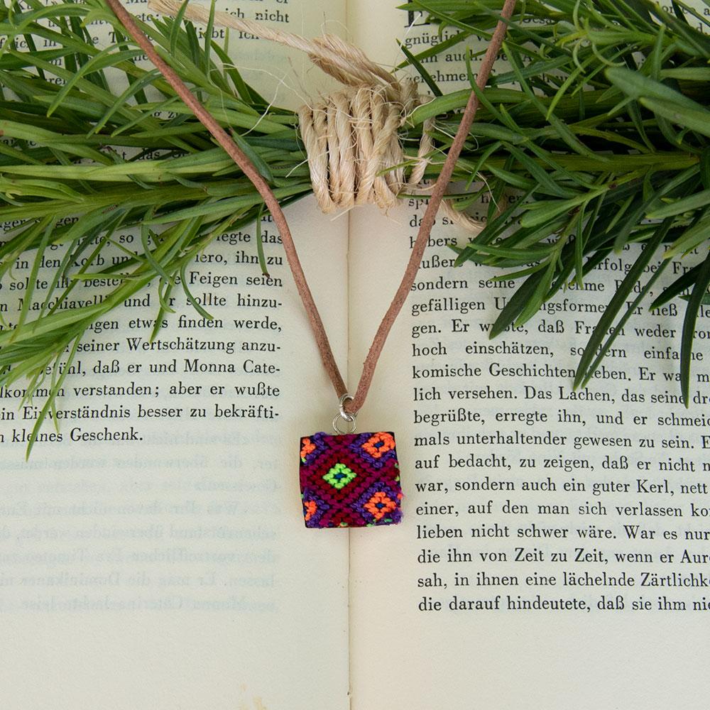 Mini Square Textile Necklace