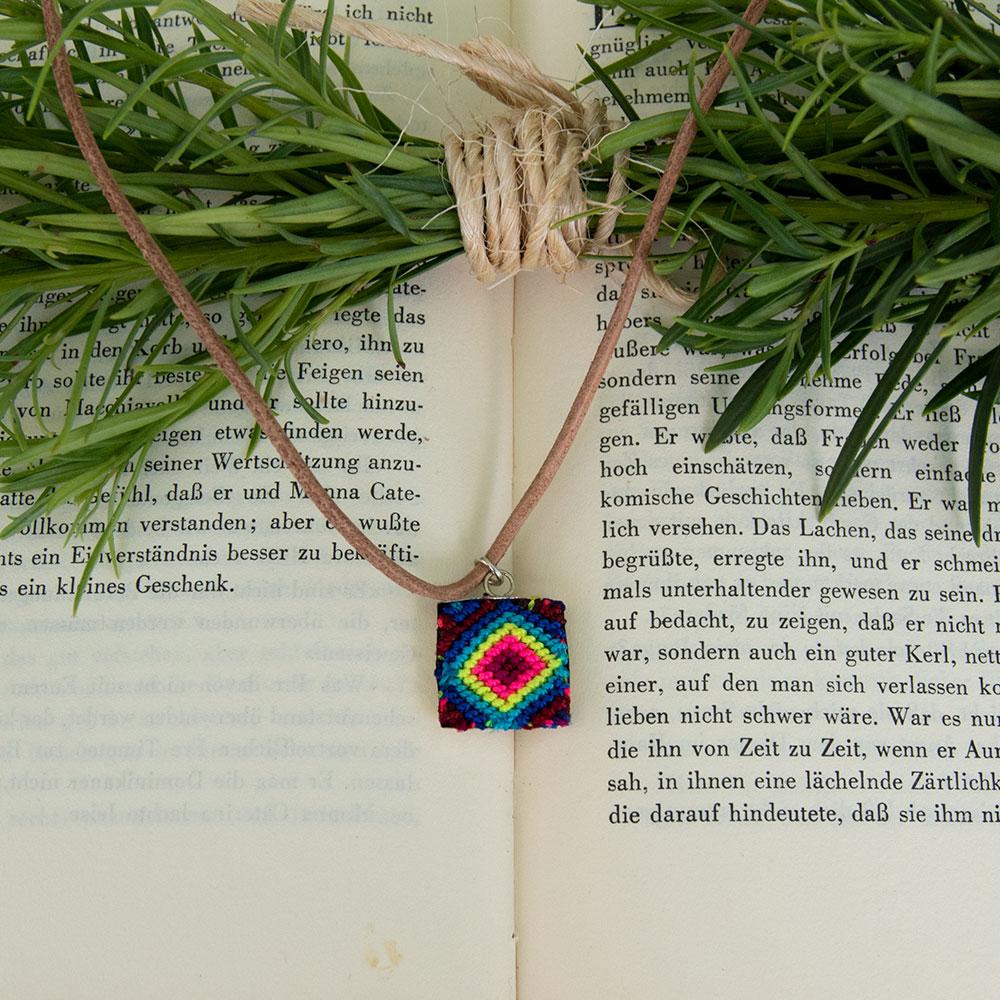 Mini Square Textile Necklace