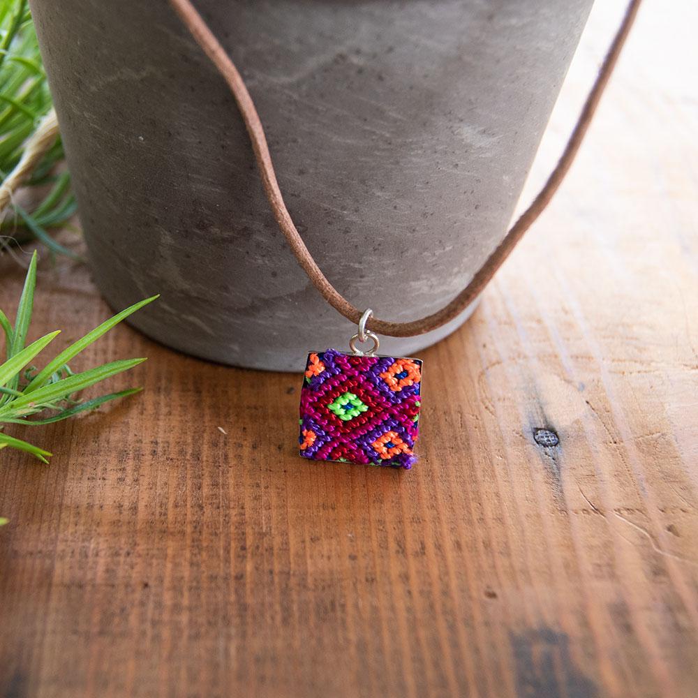 Mini Square Textile Necklace