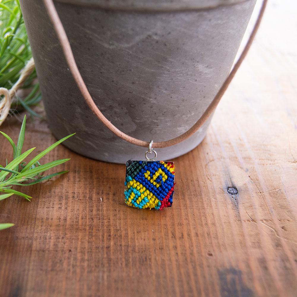 Mini Square Textile Necklace