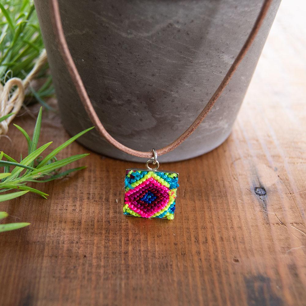 Mini Square Textile Necklace