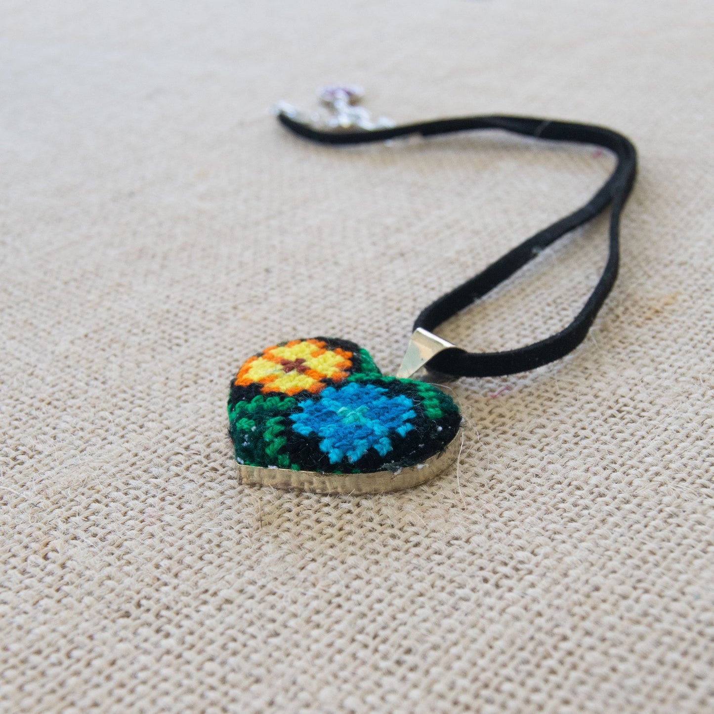 Ocosingo Heart Embroidered Necklace