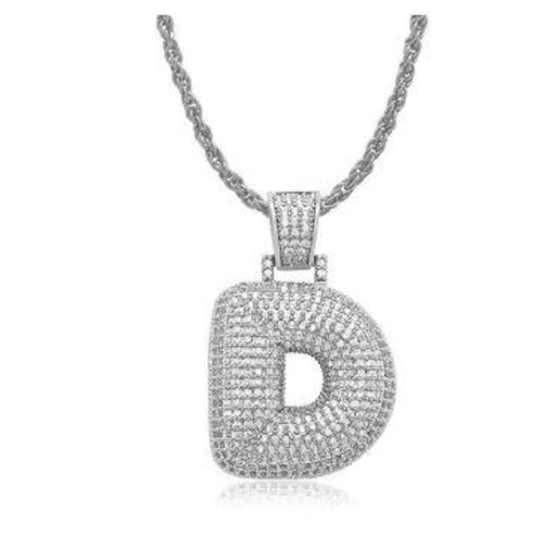 PIPE Rhodium Bubble Letter Necklace