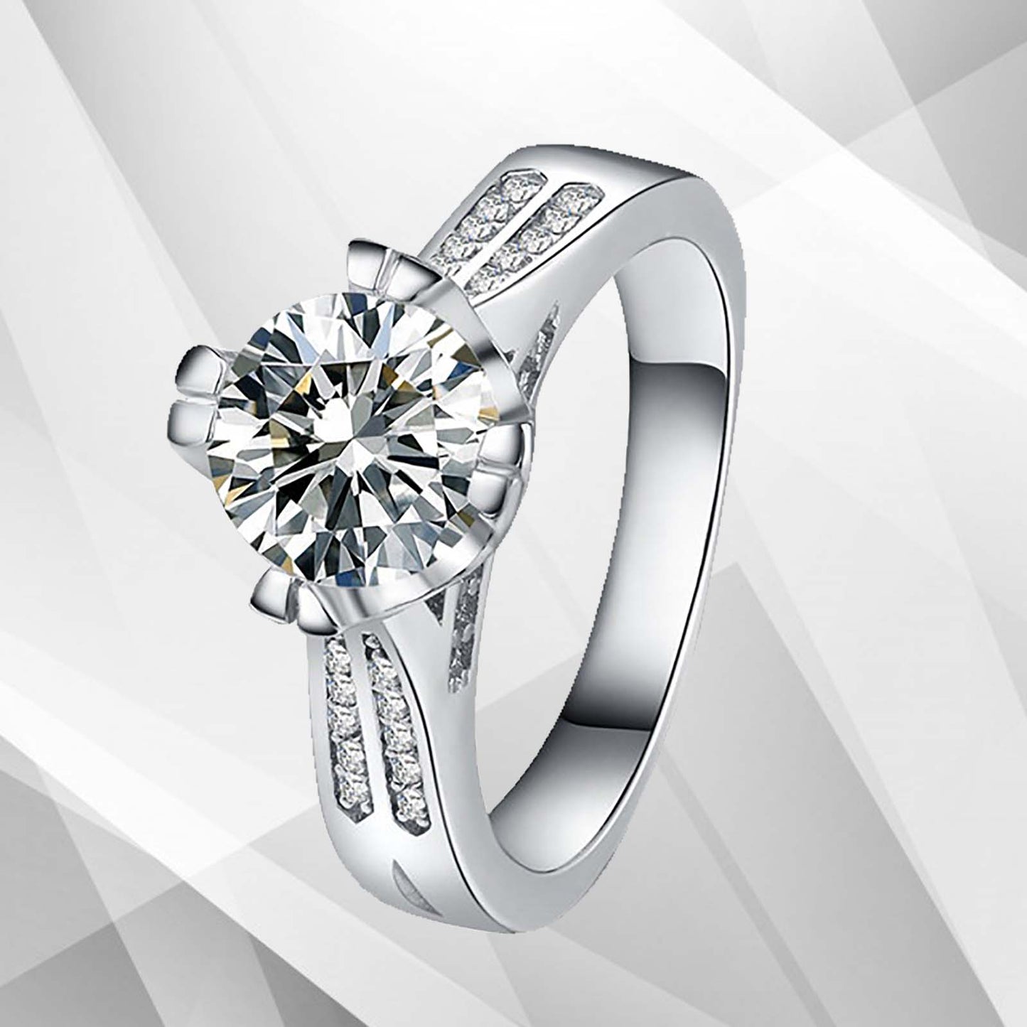 2.5Ct Round-Cut CZ Diamonds Solitaire Bridal Engagement Ring 18K White