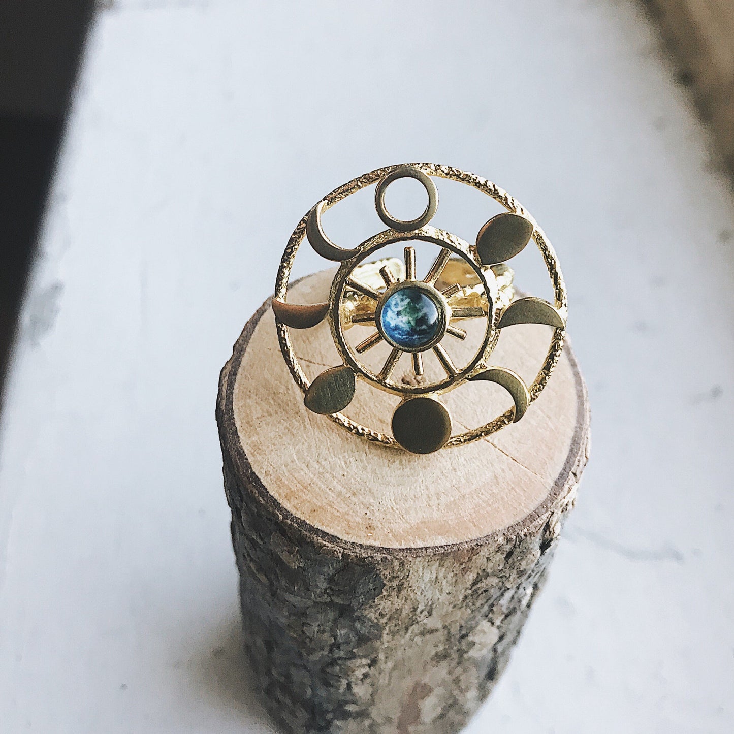 Large Moon Phase Statement Cocktail Ring