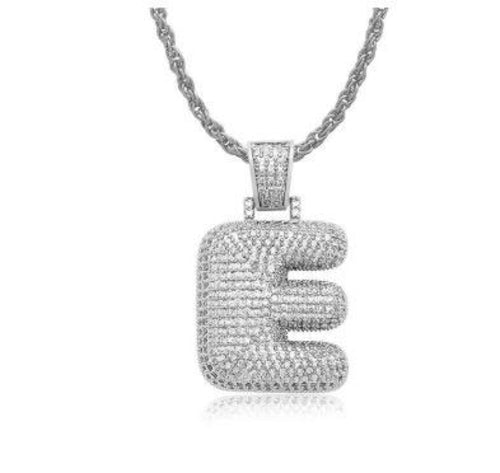 PIPE Rhodium Bubble Letter Necklace