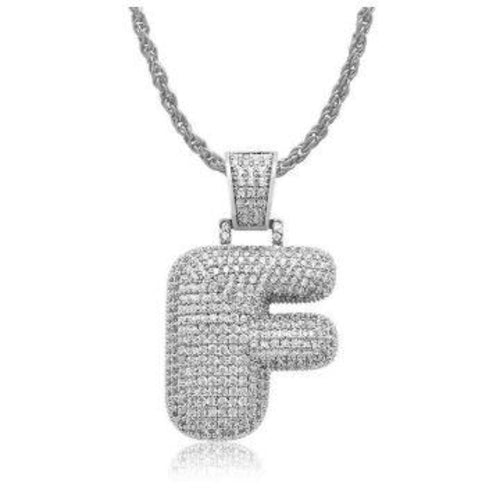 PIPE Rhodium Bubble Letter Necklace