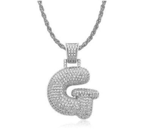 PIPE Rhodium Bubble Letter Necklace