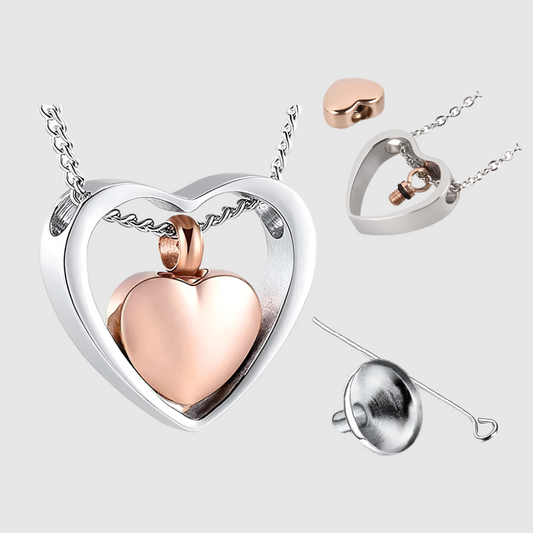 Double Heart Urn Pendant Necklace