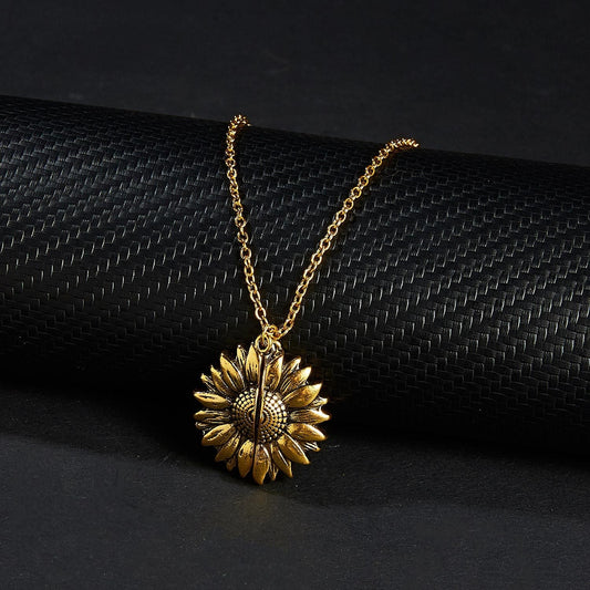 You Are My Sunshine Open Sunflower Necklace in 14K Gold Plating