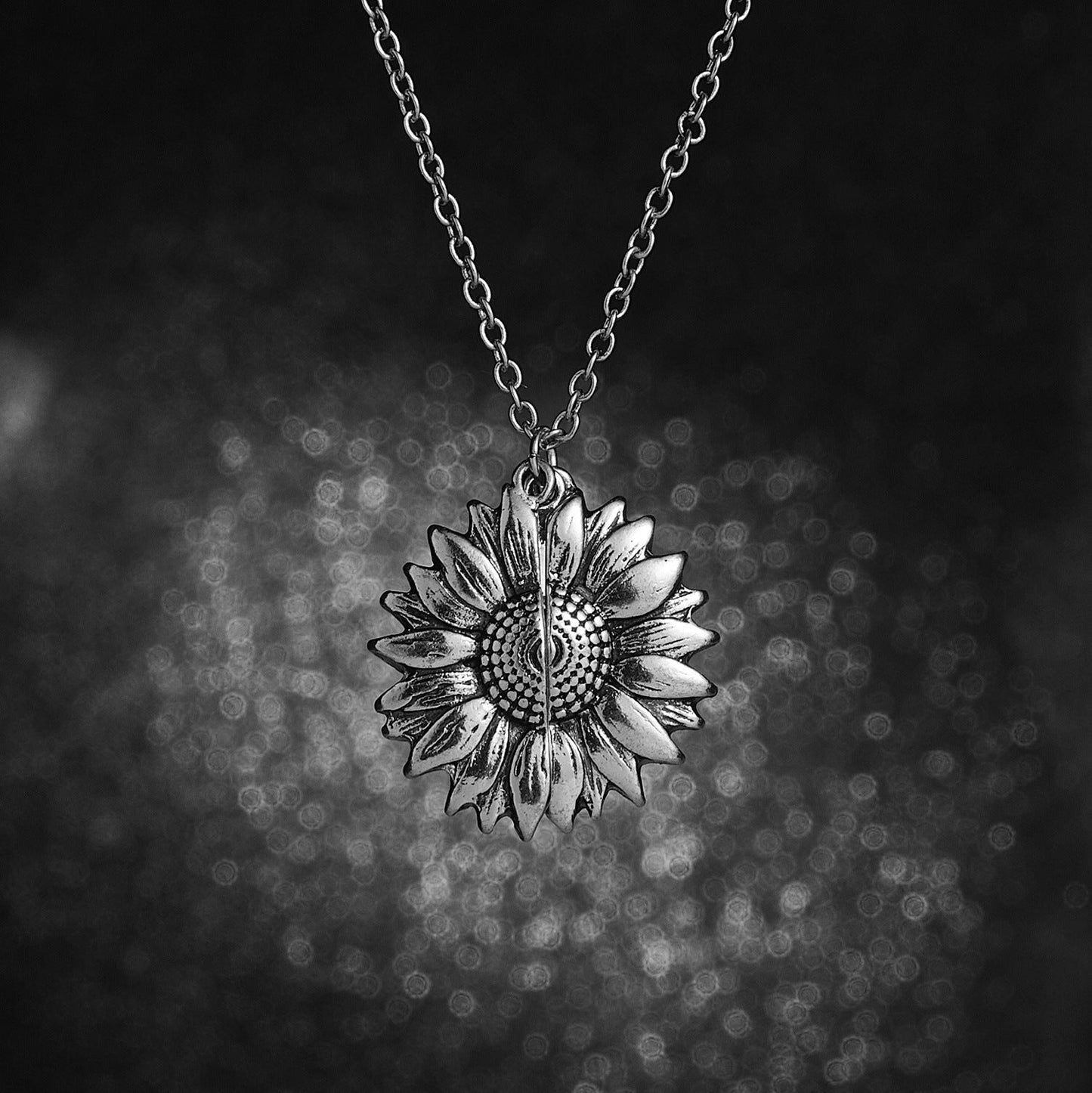 You Are My Sunshine Open Sunflower Necklace in 14K Gold Plating