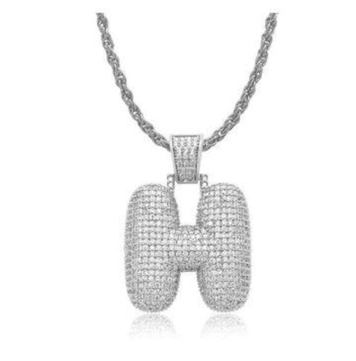 PIPE Rhodium Bubble Letter Necklace